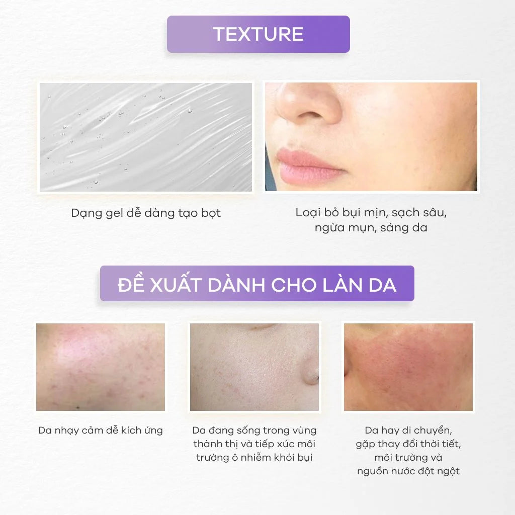 Gel Rửa Mặt Probiotic Anti-Pollution Loại Bỏ Bụi Mịn, Sạch Sâu, Ngừa Mụn, Sáng Da ZAKKA