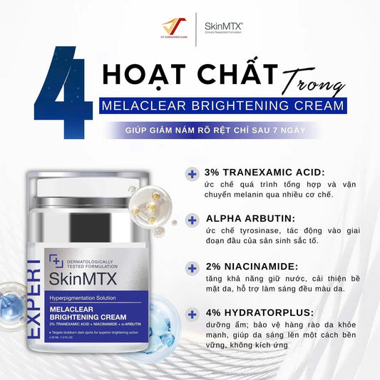 Kem Dưỡng Trắng Da SkinMTX Melaclear Brightening Cream (30ml)